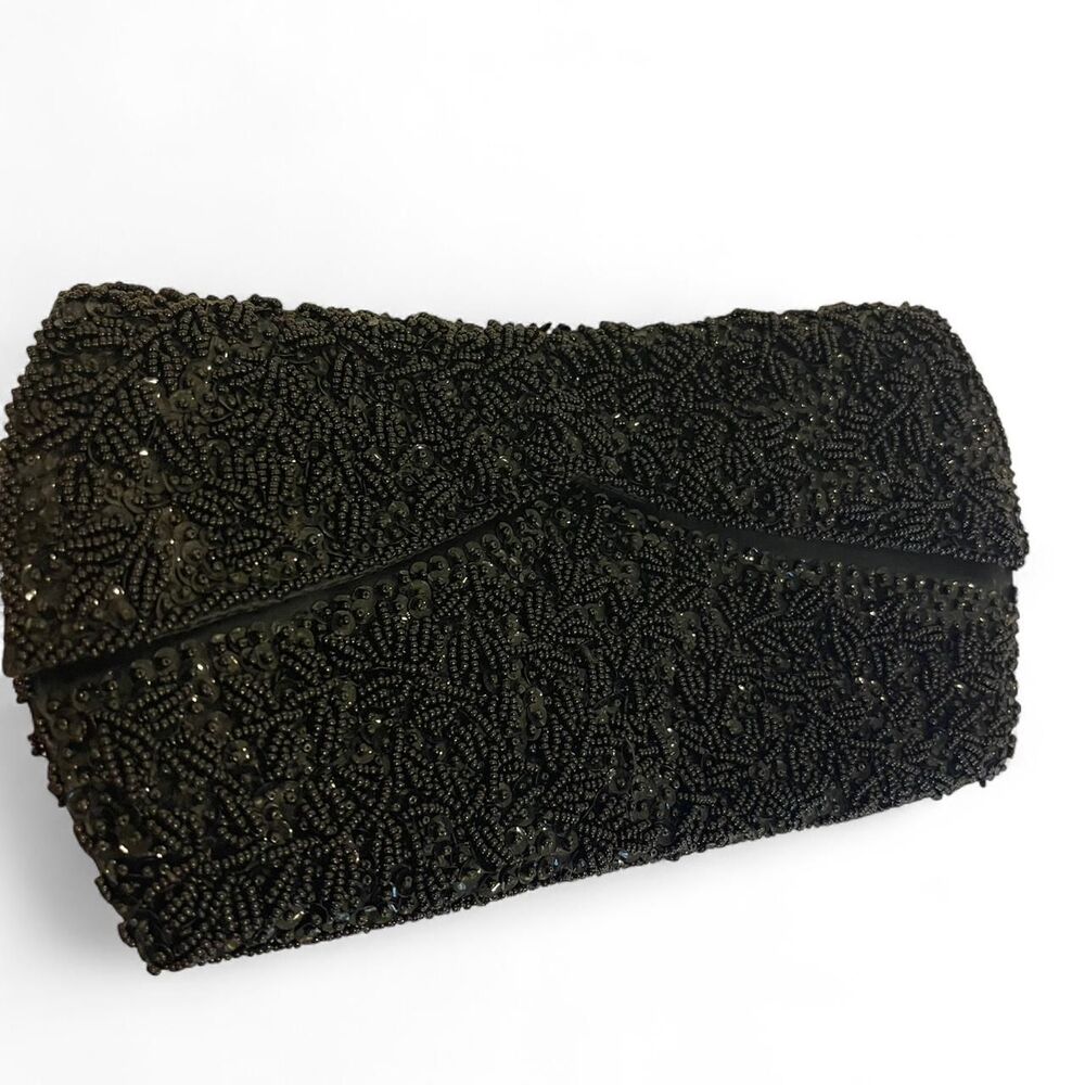La Regale Black Beaded Evening Clutch